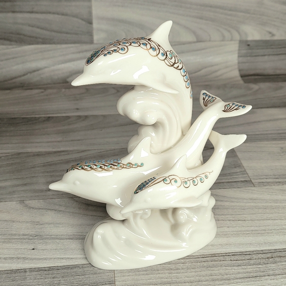 Lenox China Jewels Collection Frolicking Dolphins 8.25" USA Retired - Picture 5 of 13